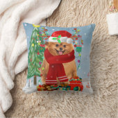 ポメラニア犬のプレゼント付き犬 クッション (ブランケット)