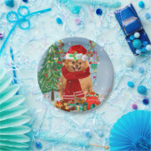 ポメラニア犬のプレゼント付き犬 ペーパープレート (パーティー)