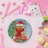 ポメラニア犬のプレゼント付き犬 ペーパープレート (パーティー)