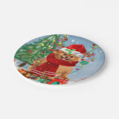 ポメラニア犬のプレゼント付き犬 ペーパープレート (アングル)