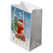 ポメラニア犬のプレゼント付き犬 ミディアムペーパーバッグ (裏面アングル)