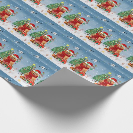 ポメラニア犬のプレゼント付き犬 ラッピングペーパー (角)