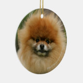 ポメラニア犬のヘッドショットがカメラを見る セラミックオーナメント (右)