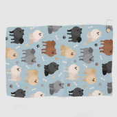 ポメラニア犬の前足プリントと犬の骨 ゴルフタオル (横)