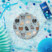 ポメラニア犬の前足プリントと犬の骨 ペーパープレート (パーティー)