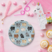 ポメラニア犬の前足プリントと犬の骨 ペーパープレート (パーティー)