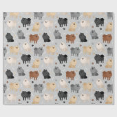 ポメラニア犬の前足プリントと犬の骨 ラッピングペーパー (フラット)