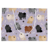 ポメラニア犬の前足 – プリントと犬の骨大抱き枕 ラージペーパーバッグ (裏面)