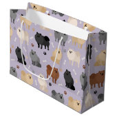 ポメラニア犬の前足 – プリントと犬の骨大抱き枕 ラージペーパーバッグ (正面アングル)