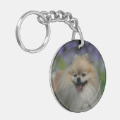 ポメラニア犬の喘ぐこと キーホルダー (正面左)