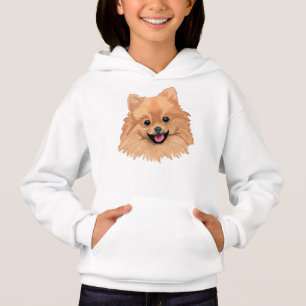 ポメラニア犬の女の子のフード付きスウェットシャツ
