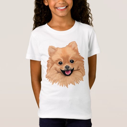 ポメラニア犬の女の子 Tシャツ (正面)