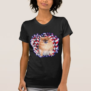ポメラニア犬の愛国者 Tシャツ