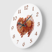 ポメラニア犬の時計 ラージ壁時計 (傾斜)