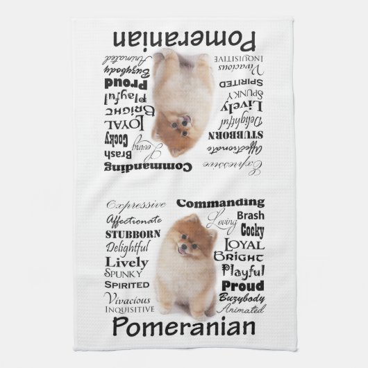 ポメラニア犬の特性の台所タオル キッチンタオル (縦)