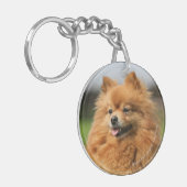 ポメラニア犬の監視 キーホルダー (正面左)