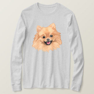 ポメラニア犬の長袖 Tシャツ