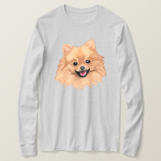ポメラニア犬の長袖 Tシャツ (デザイン正面)
