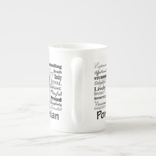 ポメラニア犬の骨灰磁器のマグ ボーンチャイナマグカップ (裏面)