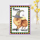 ポメラニア犬の魔法使い カード (黄色い花)