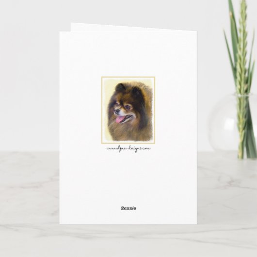 ポメラニア犬の黒およびタンの絵画元の犬の芸術 カード (裏面)