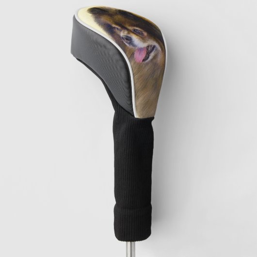 ポメラニア犬の黒およびタンの絵画元の犬の芸術 ゴルフヘッドカバー (アングル)