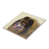 ポメラニア犬の黒およびタンの絵画元の犬の芸術 タイル (側面)