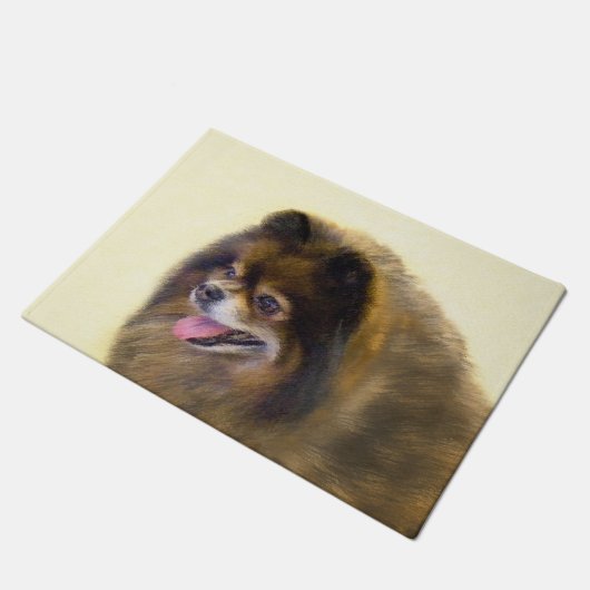 ポメラニア犬の黒およびタンの絵画元の犬の芸術 ドアマット (アングル)