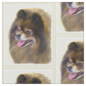 ポメラニア犬の黒およびタンの絵画元の犬の芸術 ファブリック (クローズアップ)