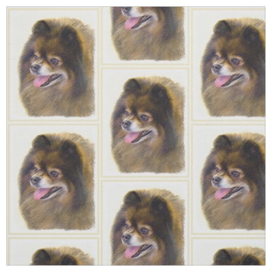 ポメラニア犬の黒およびタンの絵画元の犬の芸術 ファブリック (見本)