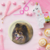 ポメラニア犬の黒およびタンの絵画元の犬の芸術 ペーパープレート (パーティー)