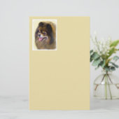 ポメラニア犬の黒およびタンの絵画元の犬の芸術 便箋 (スタンド正面)
