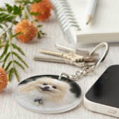 ポメラニア犬のHeadshot 1 キーホルダー (正面右)