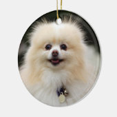 ポメラニア犬のHeadshot 1 セラミックオーナメント (左)