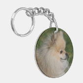 ポメラニア犬のHeadshot 2 キーホルダー (正面左)