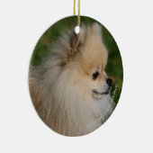 ポメラニア犬のHeadshot 2 セラミックオーナメント (右)