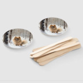 ポメラニア犬は雪のクリスマスを許す ハンドファン (組立なし)