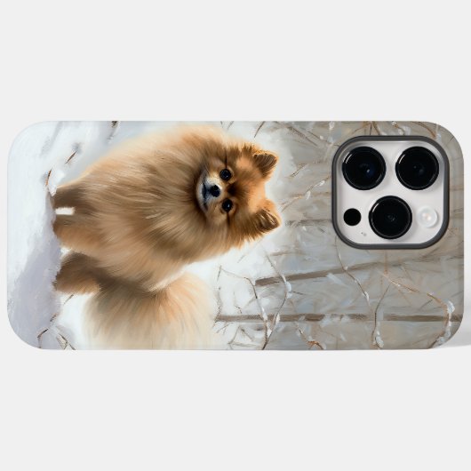ポメラニア犬は雪のクリスマスを許す Case-Mate iPhoneケース (裏面 (横))