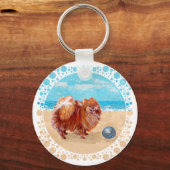 ポメラニア犬アットシーショア キーホルダー (正面)