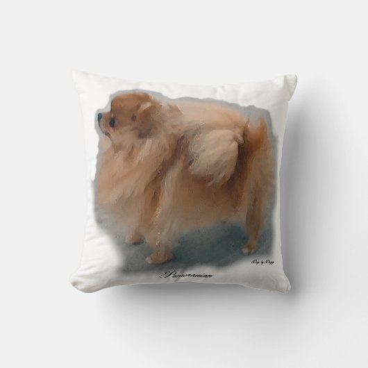 ポメラニア犬アートギフト クッション (正面)