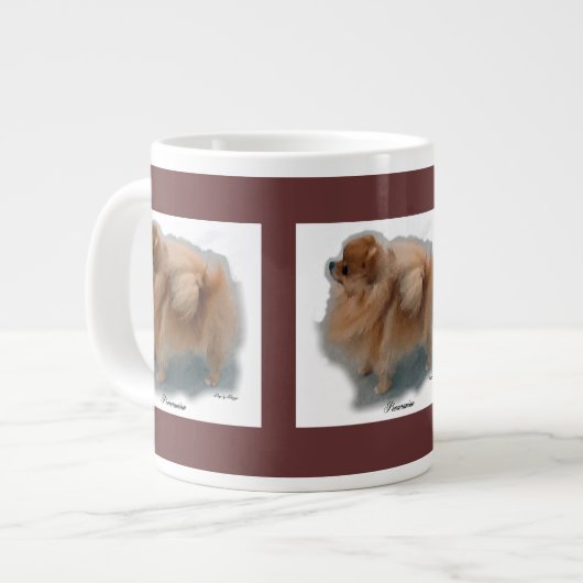 ポメラニア犬アートギフト ジャンボコーヒーマグカップ (正面左)