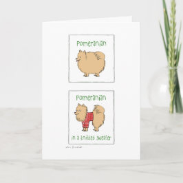 ポメラニア犬インアニットセーター |クリスマおもしろいス シーズンカード