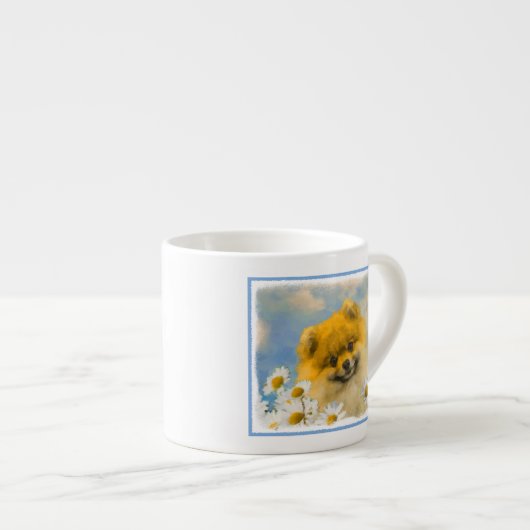 ポメラニア犬インデイジーズ – オリジナル・ドッグ・アート エスプレッソカップ (正面右)