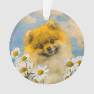ポメラニア犬インデイジー絵画ズ – オリジナルドッグアート オーナメント