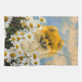 ポメラニア犬インデイジー絵画ズ – オリジナルドッグアート キッチンタオル (横)