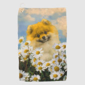 ポメラニア犬インデイジー絵画ズ – オリジナルドッグアート ゴルフタオル (正面)