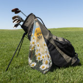 ポメラニア犬インデイジー絵画ズ – オリジナルドッグアート ゴルフタオル (グリーン)