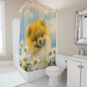 ポメラニア犬インデイジー絵画ズ – オリジナルドッグアート シャワーカーテン (インサイチュ)