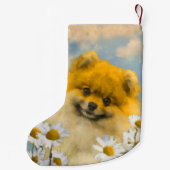 ポメラニア犬インデイジー絵画ズ – オリジナルドッグアート スモールクリスマスストッキング (裏面)