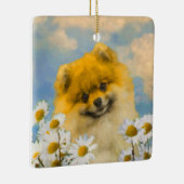 ポメラニア犬インデイジー絵画ズ – オリジナルドッグアート セラミックオーナメント (右)